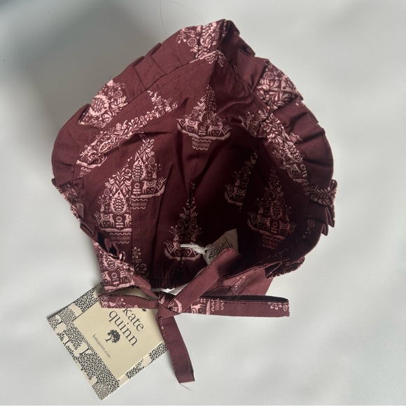 NEWBORN NWT Kate Quinn Baby Hat Nordic Tree deer partridge holiday ruffle bonnet - Picture 6 of 6